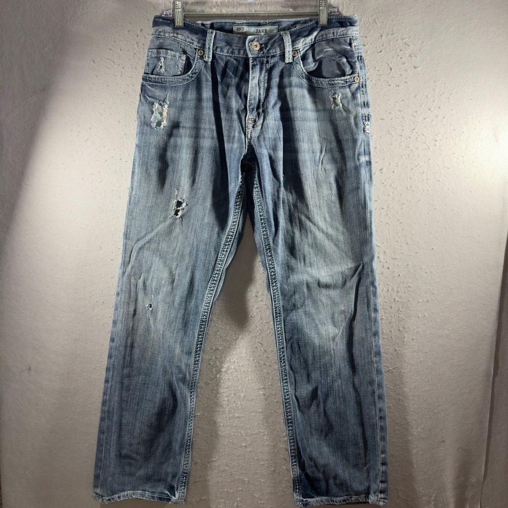 3212 | BKE Jake Distressed Straight Leg Jeans Medium Wash Men 33L